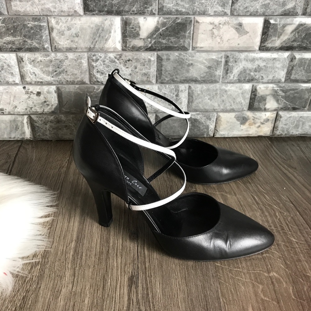 Kenneth Cole NY crossover ankle strap leather heel